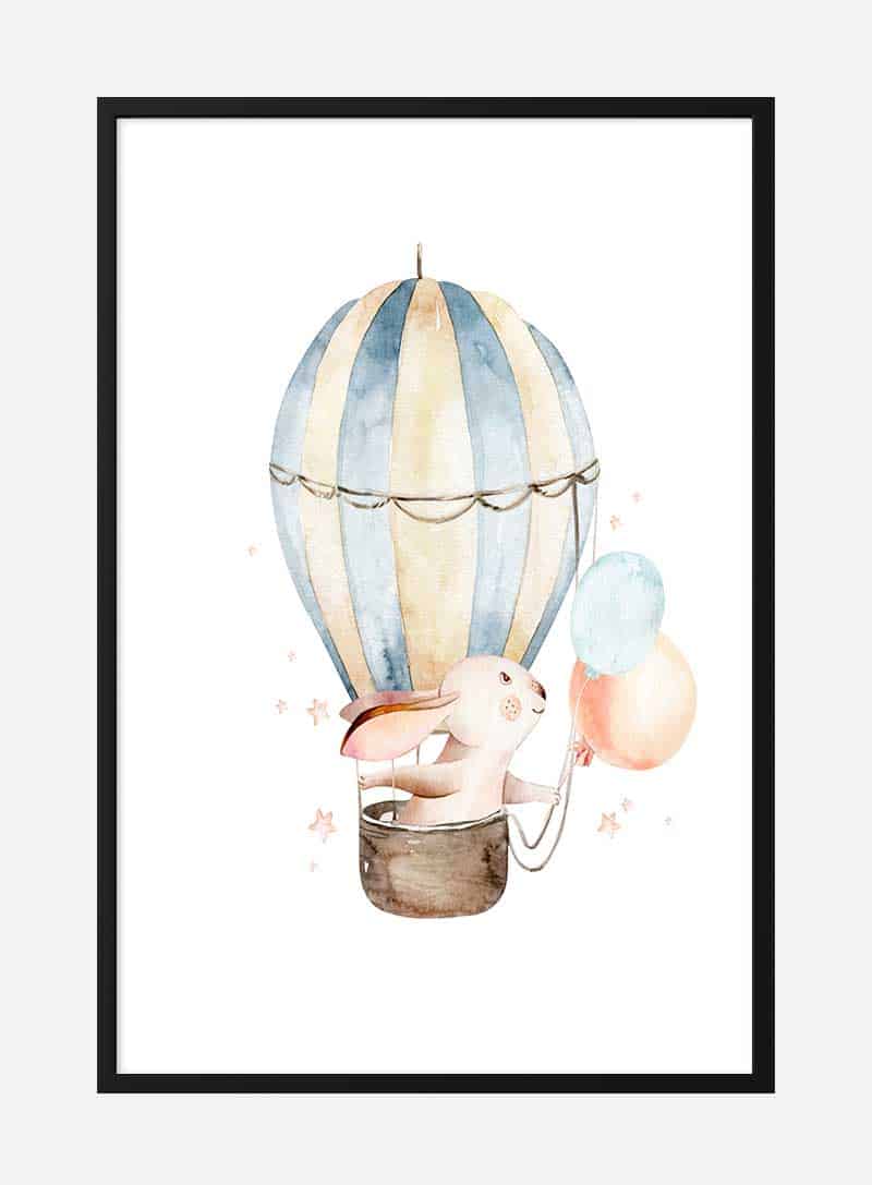 Billede af Kanin i luftballon Plakat