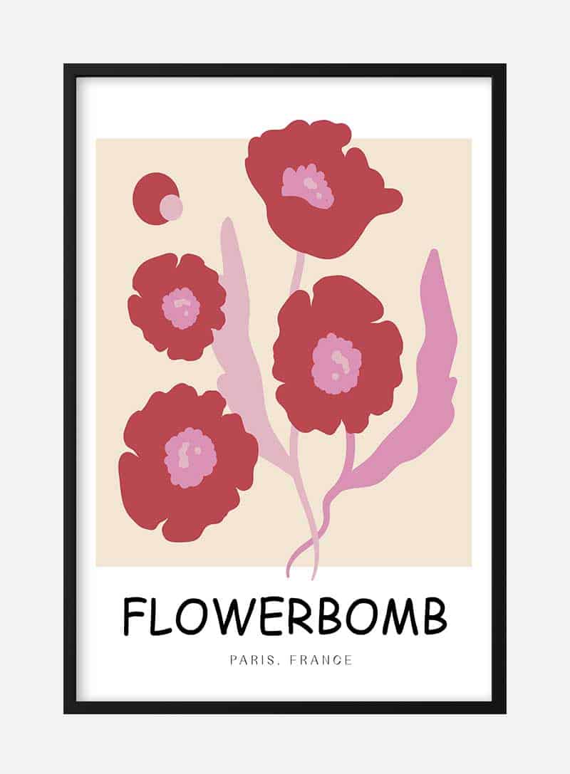 Billede af Red Flowerbomb Paris Plakat