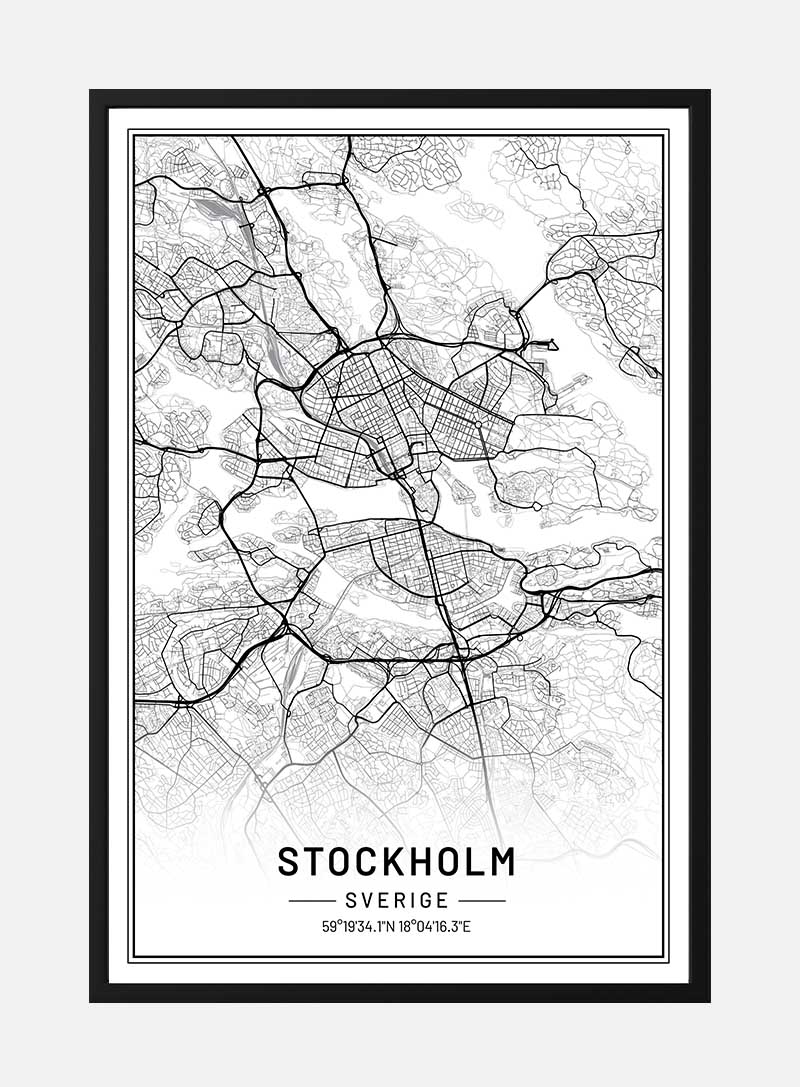 Kort over Stockholm- Byplakat